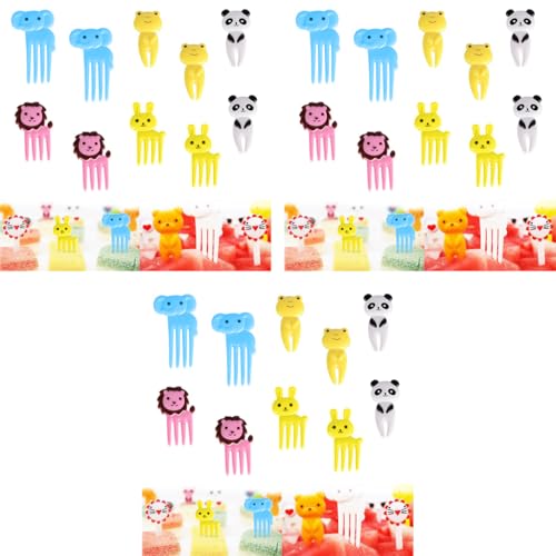 HASTHIP® 30PCS Food Fruit Forks for Kids Cute Animals Little Dessert Mini Cartoon Toothpick Cake Pastry Party Supply Reusable Food Grade Plastic Random Color Elephant