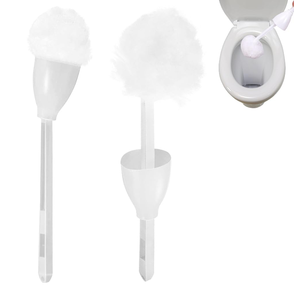 HASTHIP® 2 Pack Toilet Brush Set, Scratch Free Toilet Cleaning Brush, Soft Nylon Commode Cleaning Brush Easily Clean Toilet, Compact Size for Storage and Organization (White)