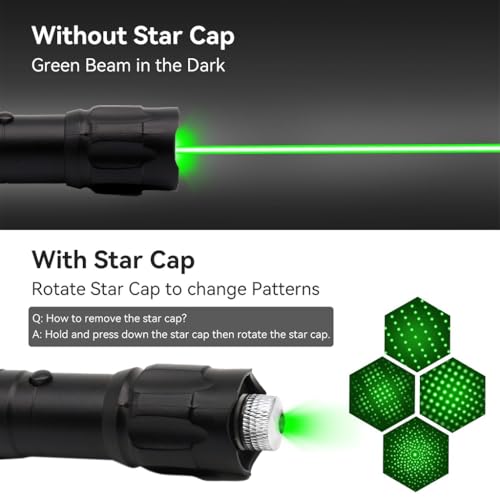 Climberty® Powerful LED Green Laser Pointer Waterproof Flashlight 10000m Long Range USB Rechargeable 8 Pattern Projection Suitable for Stargazing Teaching Hiking Construction Sites 2PCS