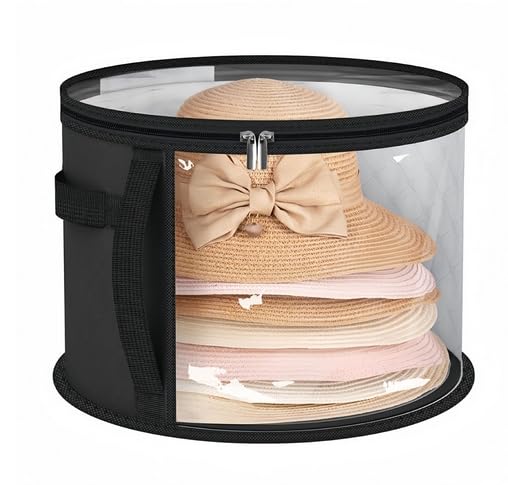 HASTHIP® Oversized Clear Hat Storage Bag for Women, Holds up to 7 Caps Cowboy Hat Organizer for Closet, Wide Brims Hat Case with Carrying Handles (Grey)