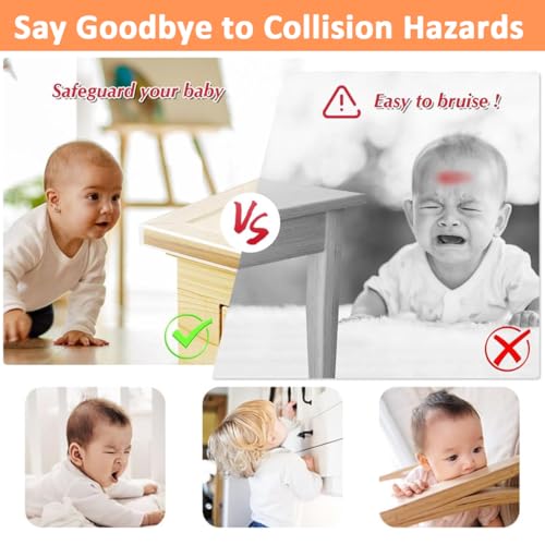 SNOWIE SOFT® 2Pcs 6.6ft Baby Proofing Strip 2mm Thickness Child-Proof Corner Protector Strip Cuttable Transparent Silicone Self-Adhesive Furniture Protector for Table Edge, Corners, Cabinet, Drawer