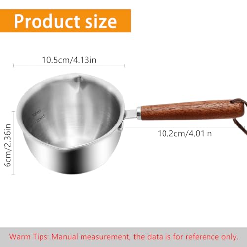 Supvox® 300ml Stainless Steel Tadka Pan Oil Warmer - Milk Warmer Pot, Long Heat- Resistant Handle Small Sauce Pan for Stove Top, Chocolate Melting, Coffee Tea Soup Warming