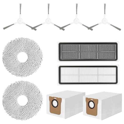 HASTHIP® Drea-me Vacuum Cleaner Accessories for L10s Ultra L10 Robot Cleaners Replacement with 4 Side Brushes Activated Carbon Filtration Net Mops Dust Bags 3 PCS