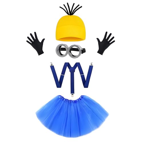 PATPAT® Halloween Costume Cosplay Suit for Women Girls, Cartoon Fun Costume with Goggle, Hat, Skirt & Suspenders, Festive Photography Prop for Party Trick or Treat Activity