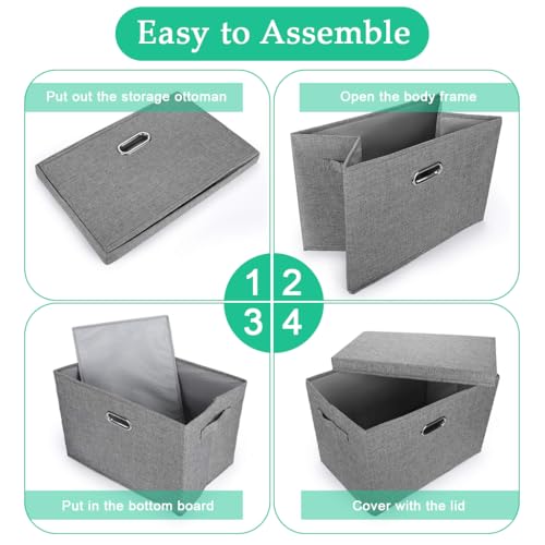 STHIRA® Car Trunk Organizer Box, Folding Cloth Organizer Case with Lid & Handles, Multipurpose Organizer Box for Home Car, 45 x 30 x 30cm