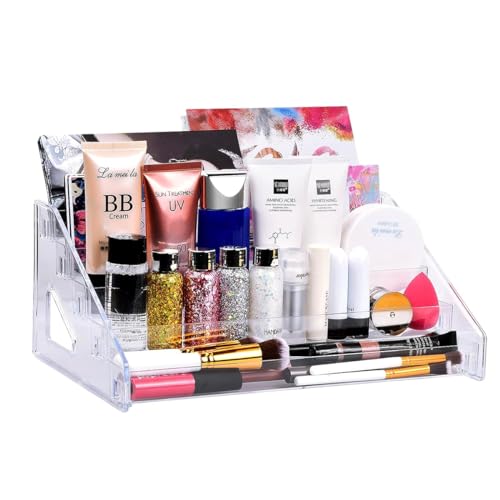 MAYCREATE Acrylic Nail Polish Organizer of 5 Layers, Display Rack Storage Essential Oils Rack Holder Jewelry Makeup Organizer No Tool Needed Assembly Shelf Tray