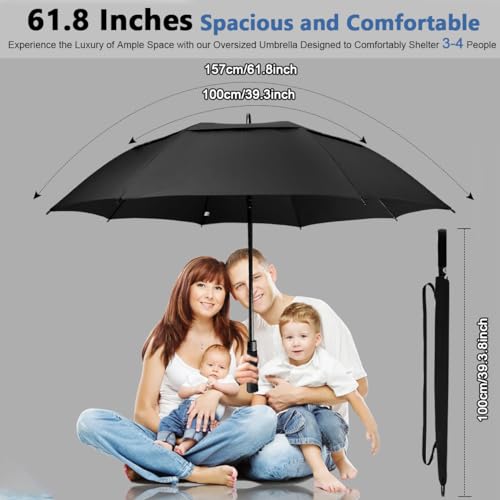 PALAY® 52Inch Big Umbrella for Men, Auto Open Large Golf Umbrella Windproof, Oversize Rain Umbrella with Cover for Aldult Men, Windproof Waterproof Umbrella for Commuting, Travel (Blue)