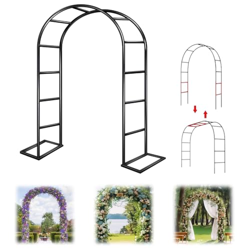 Supvox® Decorative Flower Arch Frame 55.1x 94.5 inch, Freestanding Flower Arch Door Frames with Base, DIY Assembly Metal Black Finish Wedding Archs Frame for Ceremony, Party, or Garden Decor