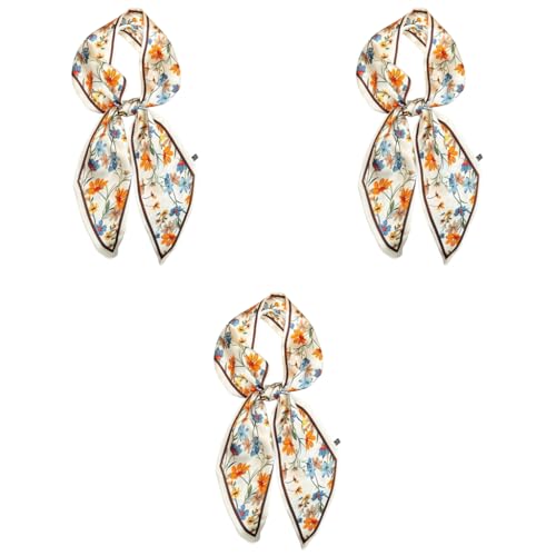PALAY® Women Silk Scarf Fashion Floral Long Tie 59 Inch Narrow Cravat Neck for Suit Blazers Shirts Gift 3 PCS