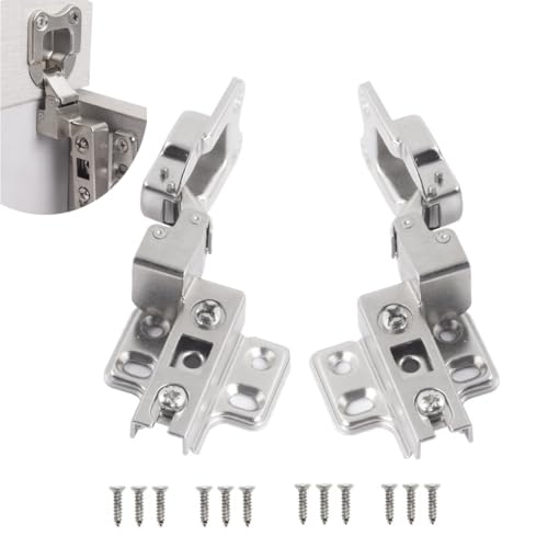 Serplex® 2PCS Inset Cabinet Door Hinges Frameless European Soft Close Kitchen Hidden Self Closing Concealed Hinges