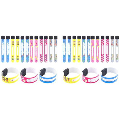 Climberty® Kids Safety ID Wristband 12 Pack Waterproof PVC Write-on Anti-Lost Identification with Buckle for Travel Outing Group Activity 19.2cm x 2.15cm 2 PCS