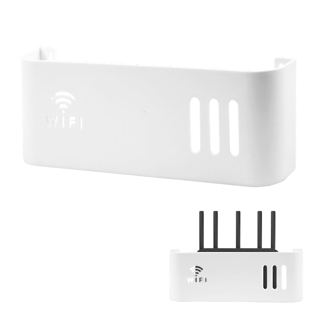 Supvox Wall Shelf for WiFi Router with Slotted Cable Organizer 12.2x2.17x4.33 in | ABS Mount