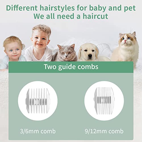 MAYCREATE® Baby Hair Clipper Electric Silent Hair Trimmer for Toddler Kids Children USB Rechargeable Quiet Kid Hair Clipper IPX7 Waterproof Haircut Kit with 2 Guide Combs