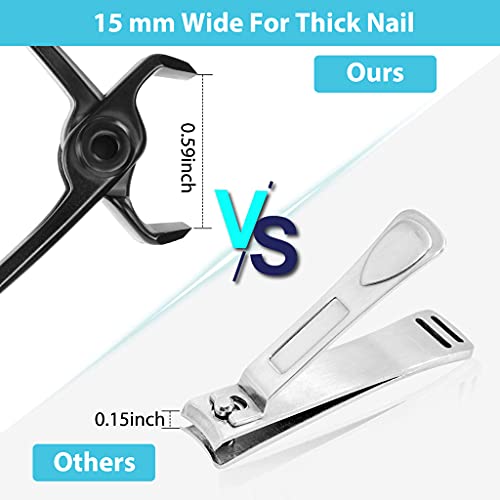 MAYCREATE® Nail Cutter for Men Toe Nail Cutter for Thick Nails Cutting Clipper Trimmer for Women Wide-Opening Sharp Jaws Stainless Steel Large Nail Clippers Set with Nail File 3 PCS