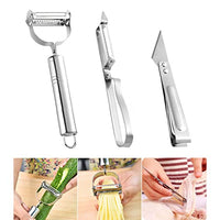 Supvox® 3 Pcs Peeler Kit with Graters and Peeler for Vegetable Fruit, Multipurpose Stainless Steel Kitchen Gadgets for Fruit and Vegetable Peeling and Shredding, Meat Dehairing