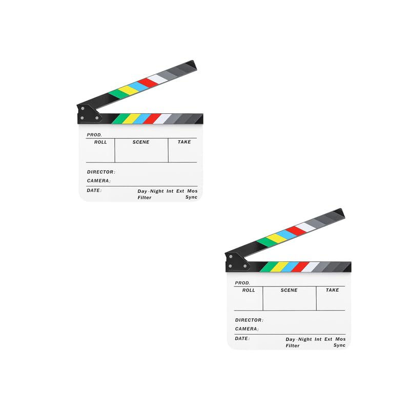 ZIBUYU® Movie Clap Board Stage Prop Acrylic Studio Camera Photography Director Film Clapperboard Size 10x12 2 PCS