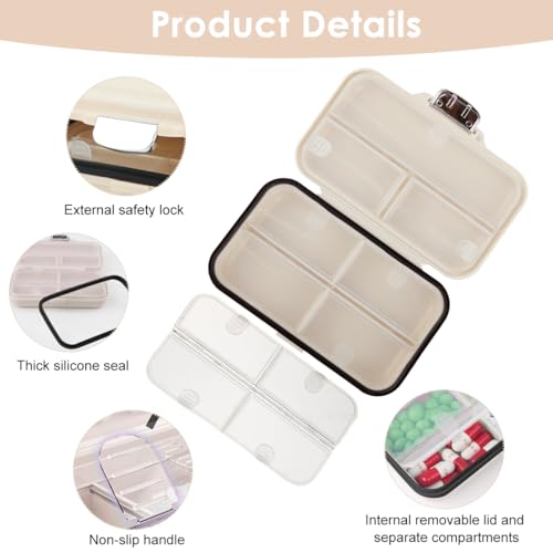 HANNEA® Travel Pill Organizer Box, 7 Compartments Portable Pill Case, Daily Medication Organizer Storage Pill Container for Medicine Supplements Fish Oil