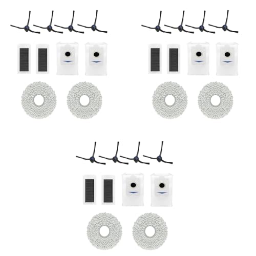 HASTHIP® Replacement Vacuum Cleaner Accessories for Ecovacs Deebot, Includes 2 HEPA Filters, 2 Dust Bags, 2 Mop Pads, 4 Side Brushes, Universal Fit for X5 Pro Omni, 3 PCS