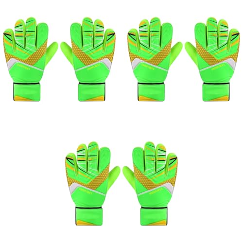 Proberos® Football Goalkeeper Gloves for Kids Children Teen Anti-Slip Impact Protection Latex Palm Design with Adjustable Strap Soft Pu Hand Back Green Size-7 3PCS