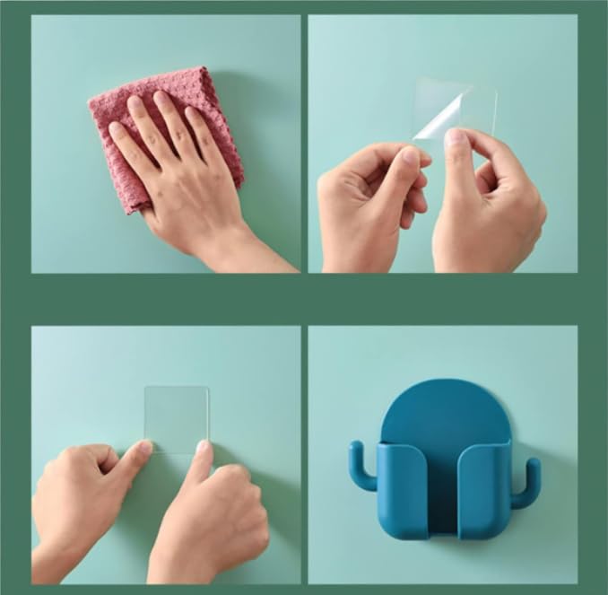 Zibuyu Wall Mount Phone Holder for Home and Office with Charging Port | 4PCS Self-Adhesive Organizer