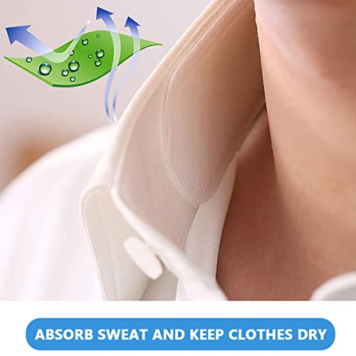 HANNEA® 60PCS Collar Protector Sweat Pads White Grime Self-Adhesive Neck Liner Absorption Pad Invisible Protection for Shirt Hats Cap Brim Prevent Stains