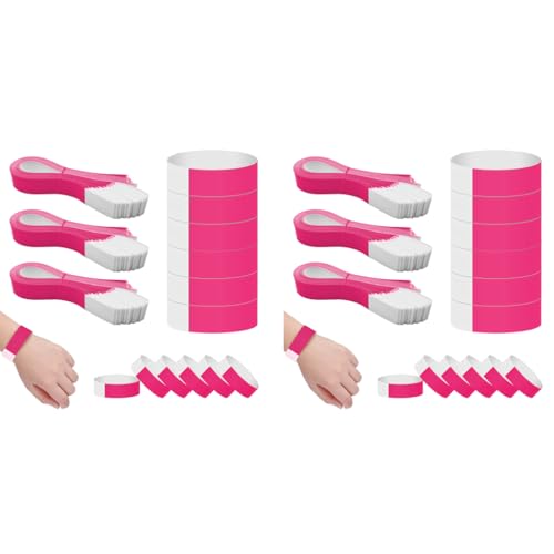 HASTHIP® 300 Pack Paper Wristbands Arm Bands for Events Neon Lightweight Colored Concert Party Waterproof Hand Rose Red 2 PCS