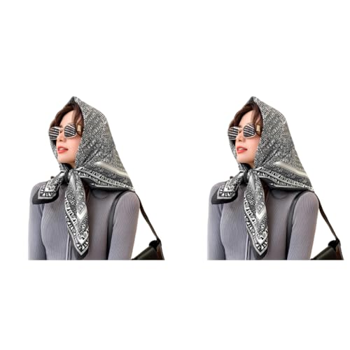 PALAY® Satin Scarf for Women Stylish, Silk Scarf Ladies Scarf for Women, Square Scarves for Women, Stylish Print Hair Scarf for Women, Soft Comfy Head Neck Scarf Stole - 35x35in 2 PCS