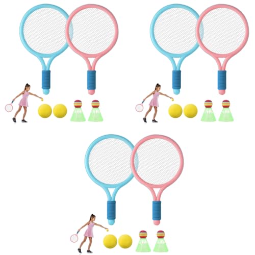 Proberos® Kids Sport Racket Toy Set with 2 Tennis 2 Badminton Balls 9 Inch Kid EVA Foam Wrapped Handle Lightweight Design Ages 6+ 3PCS