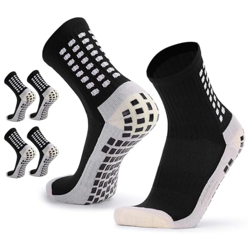 Proberos 2 pairs of  Men Women Hi-Tech Performance Athletic Socks for Badminton Soccer Running Gym & Indoor TrainingRubber Anti-Slip and Thicken Cushion Sport Socks Ankle Length Socks-Black
