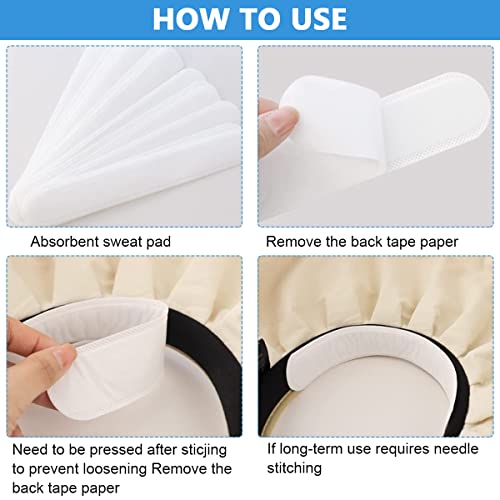 HANNEA® 60PCS Collar Protector Sweat Pads White Grime Self-Adhesive Neck Liner Absorption Pad Invisible Protection for Shirt Hats Cap Brim Prevent Stains