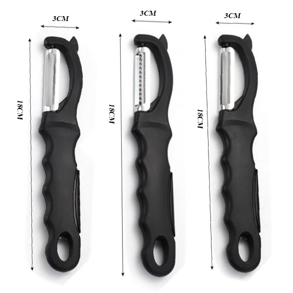 Supvox Stainless Steel Peelers Set of 3Pcs for Kitchen Use with Pointed Tip Digger and Anti Slip Handle