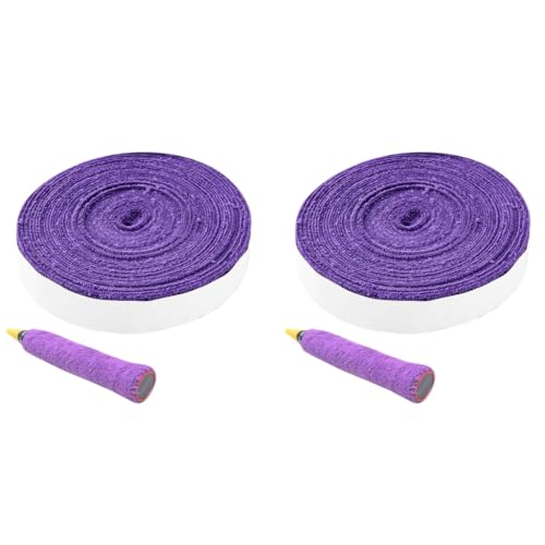 Proberos® Badminton Towel Grip Tape 10 Meters Super Anti-Skid Absorb Sweat Self-Adhesive Racket Handle Overgrip Replacement Purple 2 PCS