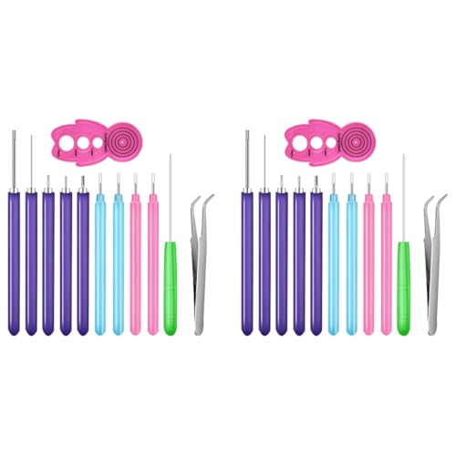 HASTHIP® Quilling Tools Slotted Kit, 24PCS Assorted Sized Rolling Curling Needle Pen Paper Cardmaking Project Set for Quilting Flowers