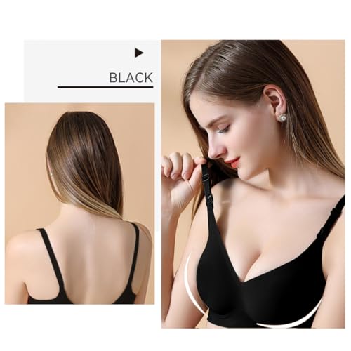 SANNIDHI® Womens Nursing Bra for Breastfeeding, Front Opening Pad Design, Full-Coverage Maternity Bra, Wire-Free Comfort Bra for Nursing Mom, Size XL, Black