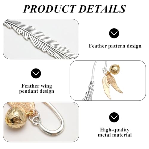 ZIBUYU® Vintage Metal Feather Bookmark with Golden Winged Charm – Thin Unique Metal Bookmark for Book Lovers – Reading Gifts Book Lovers, Women, Men, Teens on Christmas, Birthday, Valentine’s