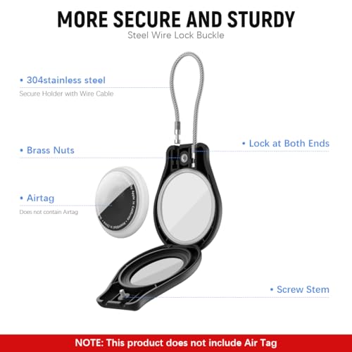 ZORBES® for Airtag Keychain Holder with Wire Cable Secure Lock Air Tag Case for Key Ring Car Keys Luggage Compatible with Apple Airtag 2 PCS