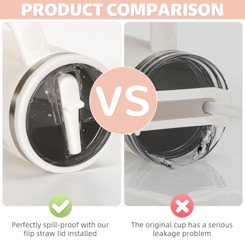 HASTHIP® 6PCS Flip Straw Lid Replacement 40 oz Fit for Stanley Leaking Proof Seal Tight Tumbler Lids Fashion Transparent Universal for Cup