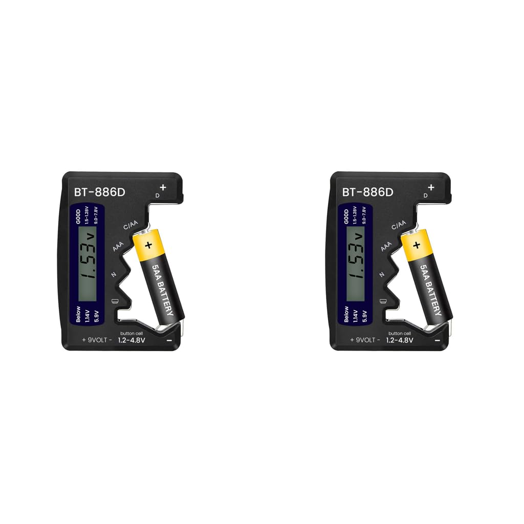 Serplex Universal Battery Tester for C AA AAA D N 9V Cells with LCD Display | 2 PCS