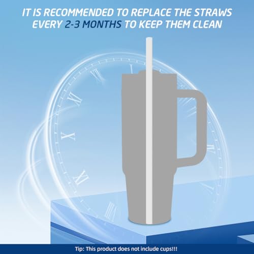 HASTHIP® 4 Pack Reusable Food PE Straw Set Replacement Straws for 40 oz Simple Modern Tumbler with Handle Cleaning Brush Cup Accessories Frosted White 2 PCS