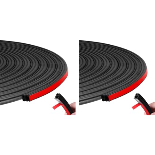 STHIRA® 52.5Ft Car Door Seal Strip Weather Stripping Rubber Cuttable Edge Automotive Soundproof Trim Universal for SUV Van Pickup Trunks 2PCS