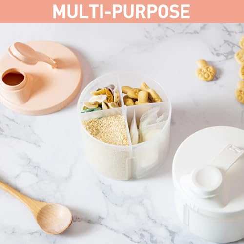 SNOWIE SOFT® 160G Baby Formula Dispenser 4-Compartment Bulk Powder Container Food Grade PP Travel Milk Powder Snacks Pink 2PCS