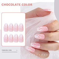 MAYCREATE® 24pcs French Press on Nails Natural False Nails Solid Color Full Cover Fake Nails Artificial Acrylic Nails for DIY Nail Art Salon Women Girls