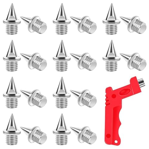 HASTHIP 20pcs Hard Steel Spikes Replacement for Track Spikes 1/4'' Steel Footwear Spikes with Spike Wrench, Ideal for Track Spikes, Field Spikes, Sprint Spikes