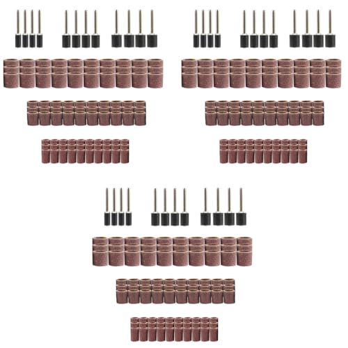 Serplex® 300PCS 80 Grit Drum Sander Sleeves Abrasive Set with 1/2 Inch 1/4 Inch Sanding Mandrels Oxide Sandpaper Bands for Shaping Smoothing Grinding