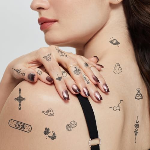 MAYCREATE® 5 Sheet Temporary Tattoo 77 Patterns Sticker Sweatproof Realistic for Kids Adults 2-Week Party Decorative for Hands Face Body 3 PCS