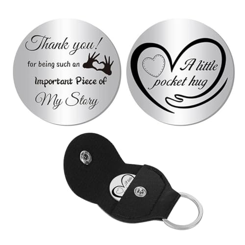 PATPAT® Pocket Hug Token Keychains, Keychain for Girls, Long Distance Relationship Gifts Stainless Steel Double Sided Inspirational, 1.2 x 1.2 Inch Gift for Women