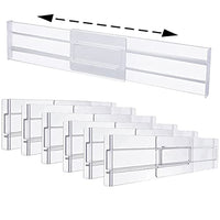 HASTHIP® Drawer Dividers Organizers 6 Pack, Adjustable 3.2" High Expandable from 11''-20" Kitchen Drawer Organizer, Clear Plastic Drawers Separators for Clothing, Kitchen Utensils and Office Storage