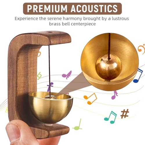 HASTHIP® Wooden Door Chime Beech Brass Bell Dopamine Doorbell for Home Decorative Magnetic Shopkeepers Door Chime 5x7.5cm 3PCS