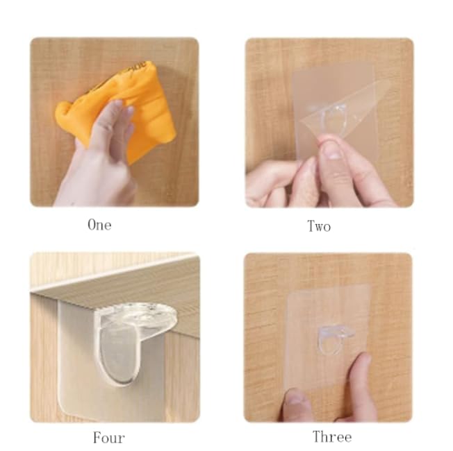 Zibuyu Transparent Self Adhesive Shelf Brackets for Kitchen and Closet featuring 7x7cm No Drill Acrylic Holders | 20 Pcs