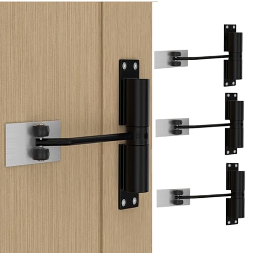 HASTHIP® 3pcs Door Closer,Zinc Alloy Automatic Safety Spring Door Closer,Adjustable Closing Hinge Quiet for Wooden Metal Security Weight Up to 30 Kgs (Black)